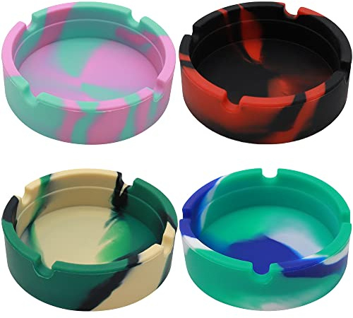 YDHfdc Cenicero de Silicona de Camuflaje 4 Piezas Antiadherente de Caucho de Colores para el Hogar, Restaurante o Exterior