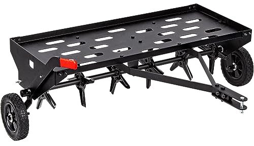Suchtale 40-Inch Tow Behind Plug Aerator with Universal Hitch, Tow Plug Aerator with Extra-Wide Tow Bar, Durable Lawn Aerator Soil Penetrator Tractor with 24 Coring Plugs for Lawn, Farm and Garden