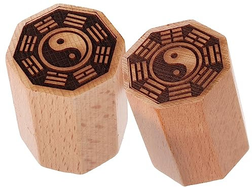 MERRYHAPY 2 Stücke Chinesisches Holz Siegelstempel Satz Dekorative Taoistische Briefmarken Wiederverwendbares Design Für Bastelarbeiten Kompaktes Wohnaccessoire Für Kulturelle