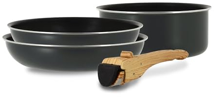 MENASTYL - Set 4 pièces iris poeles casserole et poignee en aluminium induction - 6014195