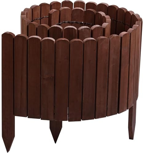Gartenwelt Riegelsberger Rollborder brun, längd 203 cm, höjd 45 cm, trästaket, klippkant, trästaket, gran