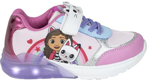Scarpe per Bambini Gabby's Dollhouse - Rosa - Misura 24 - Chiusura in Velcro - Scarpe Sportive con Suola in TPR e Luce LED - Punta Rinforzata - Prodotto Originale Disegnato in Spagna