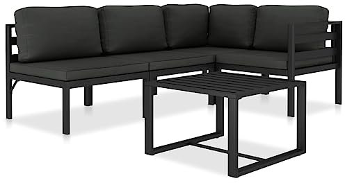 FUDUGEHMIOFWFJJ balkonmöbel,gartentisch,Balkon möbel,bistrosets,5-TLG. Garten-Lounge-Set mit Kissen Aluminium Anthrazitbistrotisch,balkontisch,Balkon,gartenlounge,