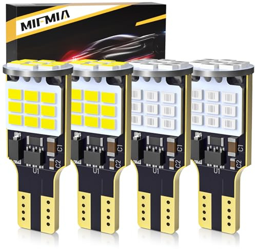 MIFMIA 912 921 LED Bulbs for Cargo Light High Mount Stop 3rd Brake Light Combo White/Red, High Power 27-SMD Chipsets 400% Brighter T15 906 904 W16W (Upgraded, Pack of 4)