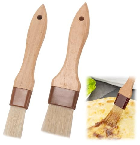 2pcs Pastry Basting Brushes, Oil Brushes Boar Bristle Brushes BBQ Brushes with Hardwood Handle,Kitchen Brush for Oil Egg Spread Marinade Sauce for Kitchen Baking