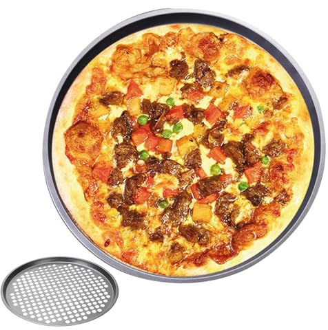 Plateau à pizza antiadhésif, plateaux à pizza pour four,Plat à pizza en acier de cuisine à domicile avec trous | Poêle de cuisson saine pour four, bac à légumes en acier pour la cuisine domestique, fe
