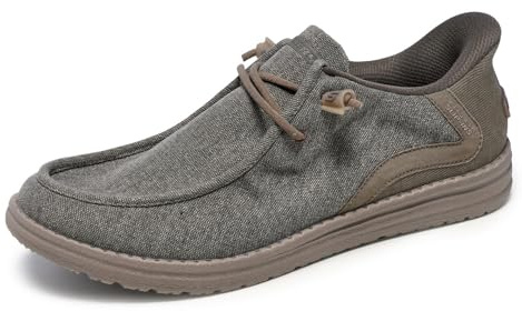 Skechers Hombre Melson Coronado Slip-In ENTRENADOR, Khaki Canvas, 42.5 EU