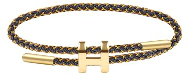 Viwind Armband Damen Verstellbare Stahldraht Armbänder 23cm Geflochten Titanstahl-Gewebtes Armschmuck Freundschaftsarmband Mit Geschenkbox (H-Stil Gold-schwarz)