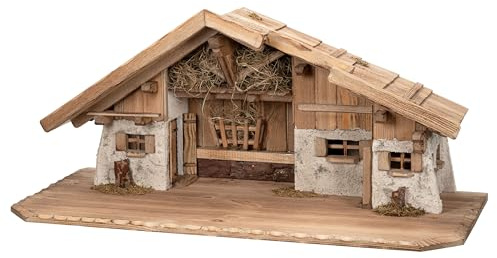 Bonetti Grande Crèche de Noël | Fabriquée en bois et en plâtre | Décorée de mousse, de pierres et de paille | Crèche très détaillée (environ 89 x 40 x 38 cm (LxPxH))