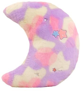 Xshelley 45 cm Rainbow color moon Plush Pillows,soft Stuffed Plush Toys Cushion, Moon Shape Bedroom Home Decorative Dream Colorful Pillow Girls Gift