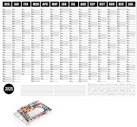 Wuyooprt Jahres-Wandkalender, Flexibler ausgezeichneter Jahreskalender für einfache Planung, dicker Ganzjahreswandkalender, Jahresplaner für Ziele, Termine