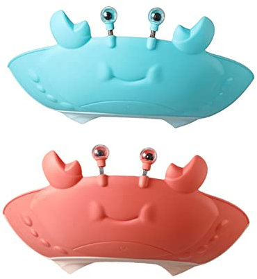 IWOWHERO Duschhut für Jungen und Mädchen 2-teilig Duschhaube für Kleinkinder Zum Haarewaschen Verhindert Wasser in Augen Ohren und Mund Lustige Krabbenform für Jungen und Mädchen