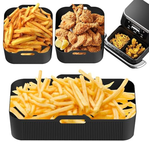 Ciotola quadrata per friggitrici ad aria calda, in silicone, per forno a microonde, multiuso e antiaderente, in silicone, per cucinare e cuocere