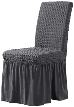 Stretchhussen für Esszimmerstühle, weich, Blasen-Rock, Schonbezüge für armlose Stühle, abnehmbarer Schutz für Zuhause, Hotel, Restaurant, Dekoration, 4 Stück, Grau