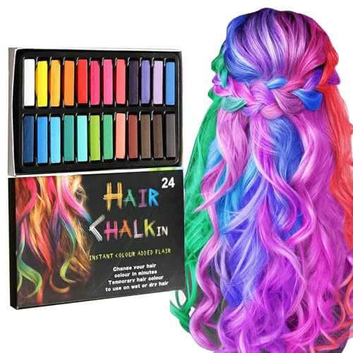 Rostblant Set 24 Colori Gesso per Capelli - Tintura Temporanea per Bambini, Regalo per Gioco di Ruolo