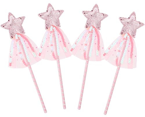 DRESHOW Glitzer Stern Zauberstäbe Feenstäbe für Kinder Feenzauber Verkleidung Stern Stab Fairy Stick für Geburtstag Hochzeit Party Zubehör