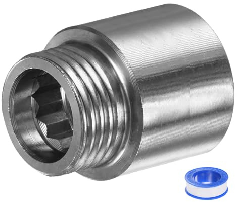 M METERXITY Shower Head Extension Arm, Stainless Steel G1/2 Male to Female Extension Pipe Fitting Adapter with PTFE Thread Seal Tape for Shower/Faucet, Pipe Plumbing Coupler 1.39/35mm 1-Pack