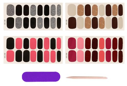 4 piezas de esmalte de uñas adhesivo, uñas Maniko, uñas adhesivas, pegatinas de hojas de uñas, pegatinas autoadhesivas de color sólido, esmalte de uñas adhesivo, puntas de manicura, decoraciones (B)