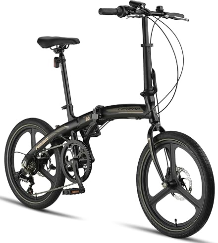 Licorne Bike Phoenix 2D Cross Bicicleta plegable de aluminio de 20 pulgadas, freno de disco, freno de disco, bicicleta plegable para hombre y mujer, 7 marchas, cambio de cadena, bicicleta de ciudad