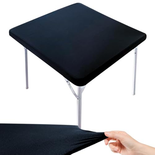 TULEBOLIAN 2pcs Mantel Mesa Rectangular, 85x85cm, con EláStico Ajustable, para Mesas Plegables De 2.78 Pies, para Exterior, JardíN, Camping, Negro