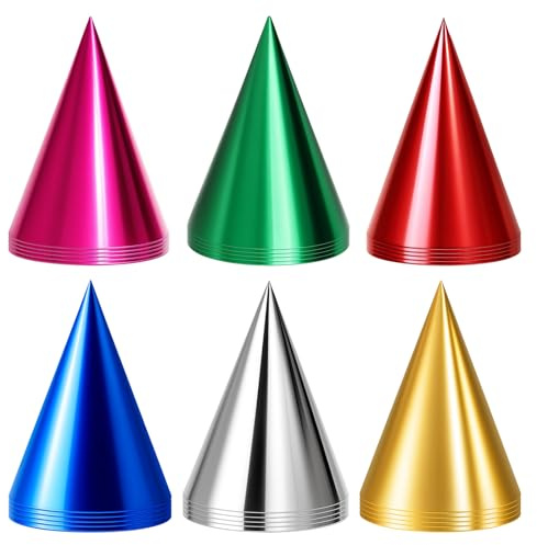 30Pcs Party Hats for Adults, Party Hats for Kids, Multicolor Paper Hat Metallic Foil Cone Hats, Party Hat for Adults and Kids, for Boys Gilrs Birthday Dress Up Parties Decoration and Celebrations
