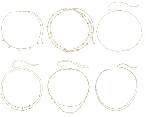 MLPKOI 9 Pcs Catena a Pancia in Oro per Donne, Sexy Bikini Spiaggia Oro corpo Chain, Catena a Pancia in Vita da Donna Sexy Body Belly Chain, Regolabile, Strati Waist Beads Spiaggia Collana Estate