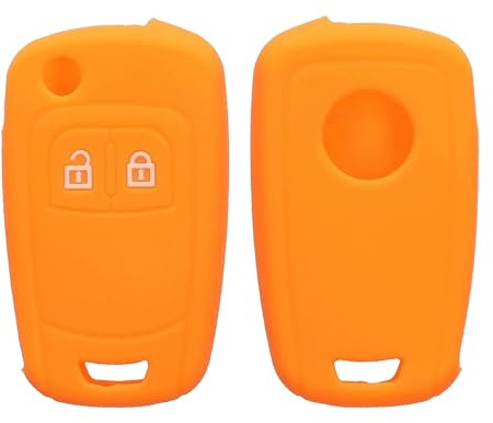 kwmobile Schlüsselhülle für Opel Chevrolet 2-Tasten Klapp Autoschlüssel Hülle - Autoschlüssel Schlüssel Hülle aus Silikon - Schlüsselschutz Gehäuse in Fruity Orange