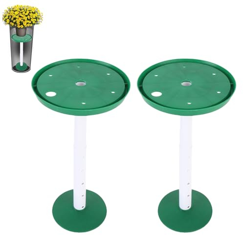Agatige 2 Sets Adjustable Height Planter Inserts for Large Pots,Tall Tapered Plant Riser Fill Bottom for Inside Flower Pot Container (Green)