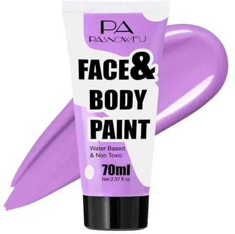 PASNOWFU Light Purple Face Paint 70ml Large Tube, Water-Based Washable Body Paint for Halloween SFX Cosplay Makeup, Non-Toxic High-Pigment Face Body Paint for Adults Cosplay , Theater, Costume Events