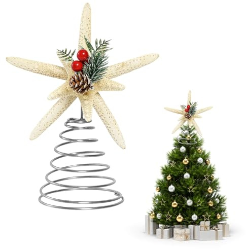 ARONRAVE Punta de árbol de Navidad con forma de estrella, punta de árbol de Navidad, punta de árbol de Navidad, para festivales, fiestas, decoración (estrella de mar)