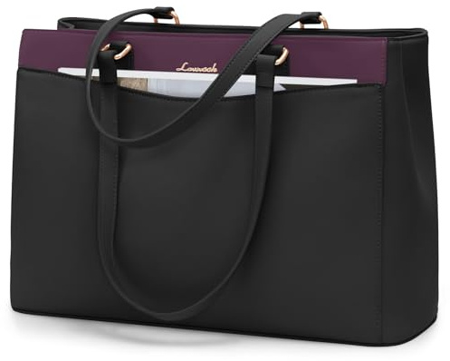 LOVEVOOK Laptop Bags for Women 15.6 inch, Large Women's Handbags Work Tote | PU Leather, with 15.6 inch Laptop Compartments, Hand Bag for School Office Business