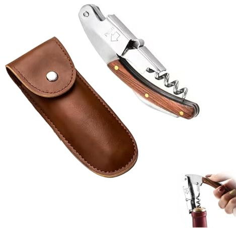 Verazquy Professional Waiter's Friend Corkscrew, All-in-One Wine Opener with Bottle Opener Double Hinged Lever Rosewood Handle for Sommeliers and Home Use