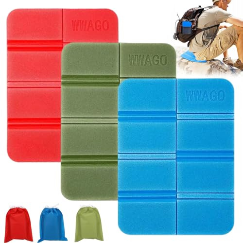 THQAE 3 Pcs asiento plegable portatil, Cojines de Asiento Plegables para Exteriores, Impermeable, térmico, para Adultos y niños, para jardín, Camping, Picnic, Senderismo, etc