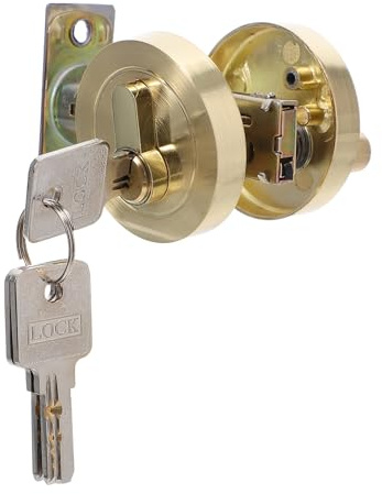 COLLBATH Serratura Deadbolt Cilindro Singolo per Porta Interna ed Esterna Design Liscia e Robusta con Chiavi Facile Installazione per Camera da Letto e Cortile Finitura Oro Elegante