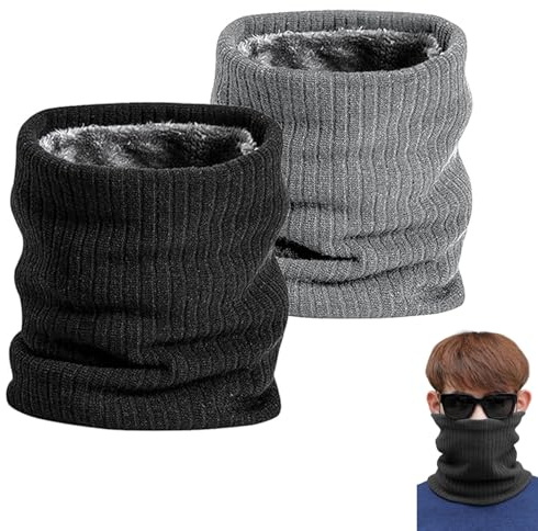 XIONGXIAOZHI 2 stycken vinterhalsslang män och kvinnor fleece rund halsduk för cykel jogging loop halsduk halsvärmare halsvärmare halsduk för sport utomhus cykel skidor jogging, svart grå