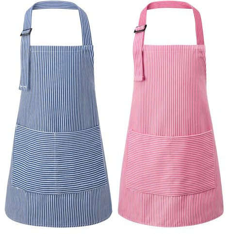 Livdouyu 2 Stück Kochschürze Kinder,Verstellbare Kinderschürze mit Taschen | Geeignet für Kochen, Malen & Grillen. Für Jungen & Mädchen 3-6 Jahre. Mit Taschen, verstellbar & waschbar – ideal für Kinder