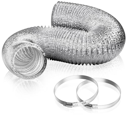 HG Power 100mm Air Ducting 2.5m Aluminium Foil with 2 Clamps for HVAC