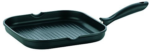 kela 15156 Grill-Eckpfanne, 2 Ausgüsse, Antihaftversiegelung, Aluguss 5 mm, Induktionsgeeignet, 28 x 28 cm, Kerros, Schwarz