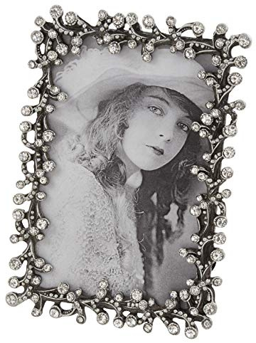 SARO LIFESTYLE Schmuckstein-Bilderrahmen aus der Schmuck-Kollektion, aufwendiges Design, 10,2 x 15,2 cm, silberfarben