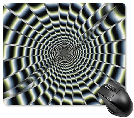 Tapis de souris avec base en caoutchouc antidérapant - Tapis de souris de jeu personnalisé lavable - Illusion d'optique en spirale - Tapis de souris carré pour ordinateur de bureau