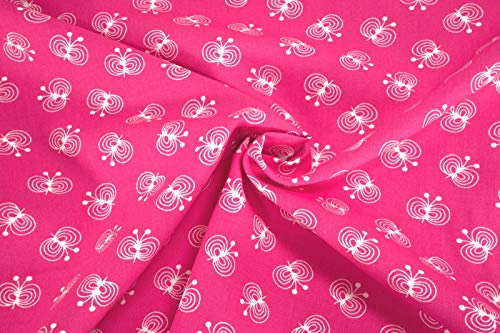 mollipolli-Stoffe Baumwollstoff Schmetterlinge weiß auf pink 0,5m
