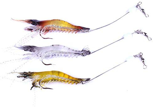 VOANZO 6 PCS Soft Shrimp Angelköder Soft Bait mit Hook Sea Angelköder Mischfarbe für Bream Bass Flathead Whiting Snapper