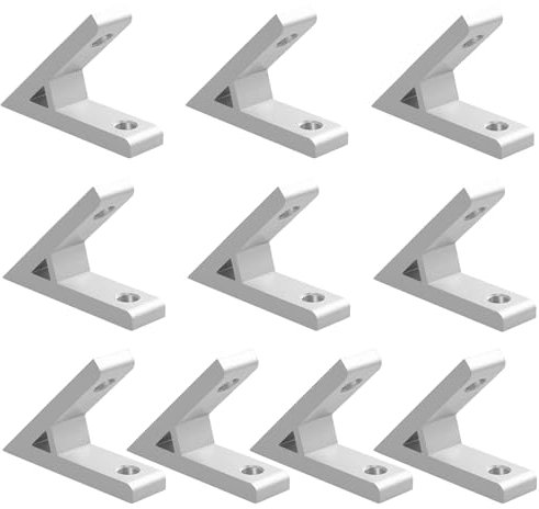 EYPINS 10 Pcs Aluminium Angle Connectors, 45 Degree Corner Angle Mounting Material, Aluminium Profile 2020 M6 T-Nut Screws, Construction Profile for DIY Projects 3D Printer