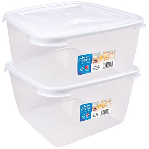 #11 2 Stück Vorratsdose Set 15L mit Deckel transparent weißem quadratisch