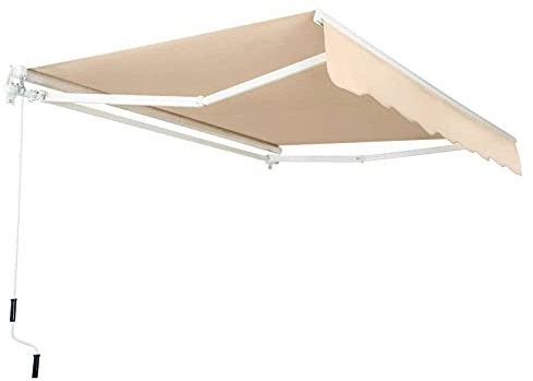 0℃ Outdoor Einziehbare Markise, Gelenkarmmarkise mit Handkurbel, UV-beständig, Balkonmarkise Sonnenschutz Balkon, Markise mit Wasserdichter Beschichtung für Hof, Balkon, Restaurant,3x1.5m
