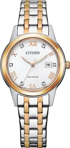Citizen Eco-Drive Damenuhr Edelstahl, Silberfarben, 29.5 mm, FE1246-85A | Eco-Drive Solar, Keine Batterie Nötig, Kristallglas, 3 bar Wasserdicht, 240 Tage Gangreserve, Datum, Edelstahlband