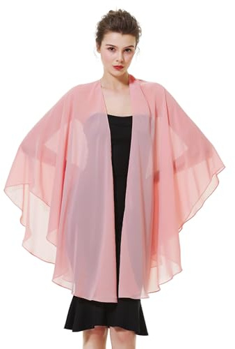 BEAUTELICATE Femme Étole Châle Elégant Foulard Boléro Cape en Mousseline de Soie Pour Robe de Soirée Mariage Mariée Cérémonie(Ballet Rose, Taille Unique)