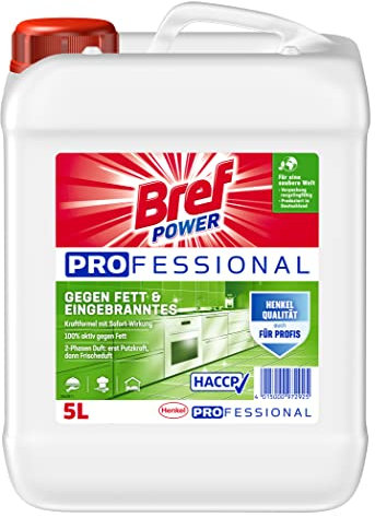 Bref Power Professional Küchenreiniger, nachfüllbare Großpackung (5 l), Oberflächenreiniger entfernt Fett & Eingebranntes, Fettlöser für Küche, Haushalt & Industrie