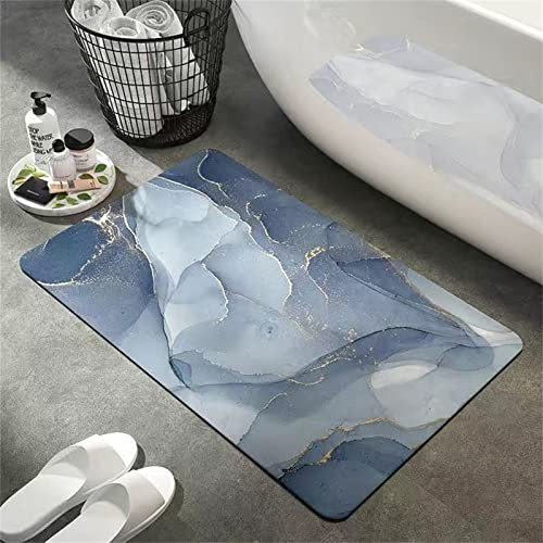 Badezimmerteppich Super Absorbierende Rutschfester Badematte, Badematten Badteppich 80x150cm Badvorleger Extra DüNn Schnelltrocknende Waschbare Badematte Home Rug, Badmatte Bodenmatte Floor Mat Blau
