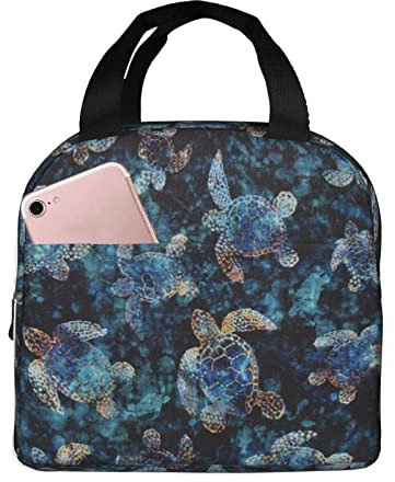 XVBCDFG Bolsa de almuerzo de tortuga marina Oficina al aire libre Papel de aluminio portátil Aislamiento grueso y bolsa Bento de mantenimiento fresco